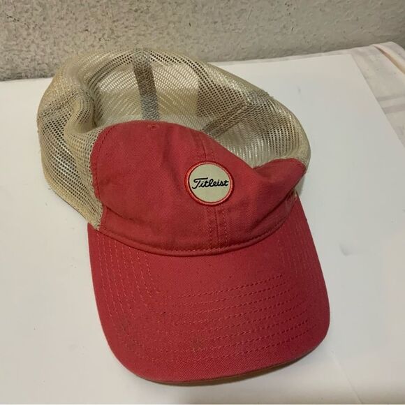 Titleist Snapback Golf Hat Salmon Mesh Polyester Cotton Blend - Picture 3 of 8